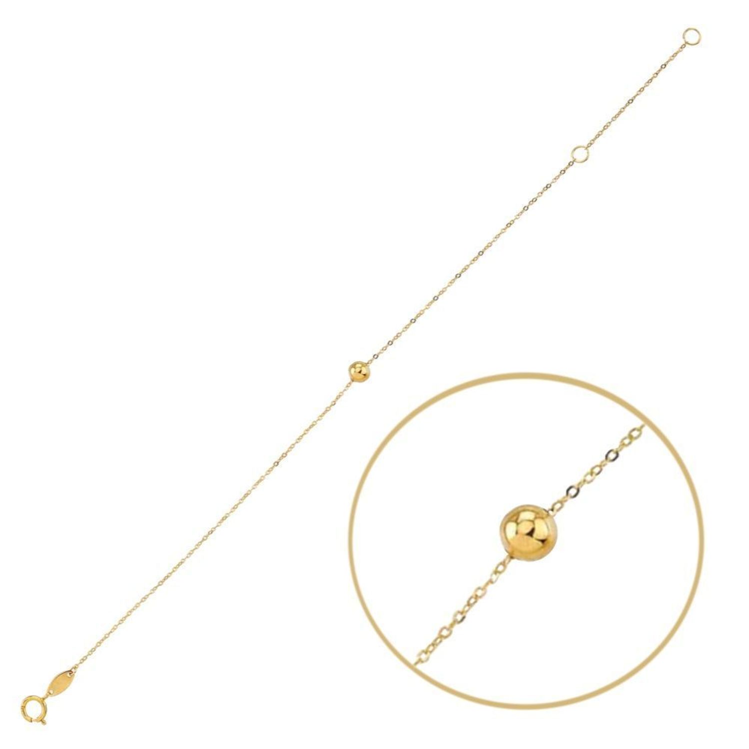 Bransoletka złota damska z kuleczką próba 585, JMG0048WGB Bransoletka to idealny pomysł na prezent. Złota bransoletka z perłowymi koniczynkami. Bransoletka o oryginalnym wzorze ładnie układającym się na ręce. 5.jpg