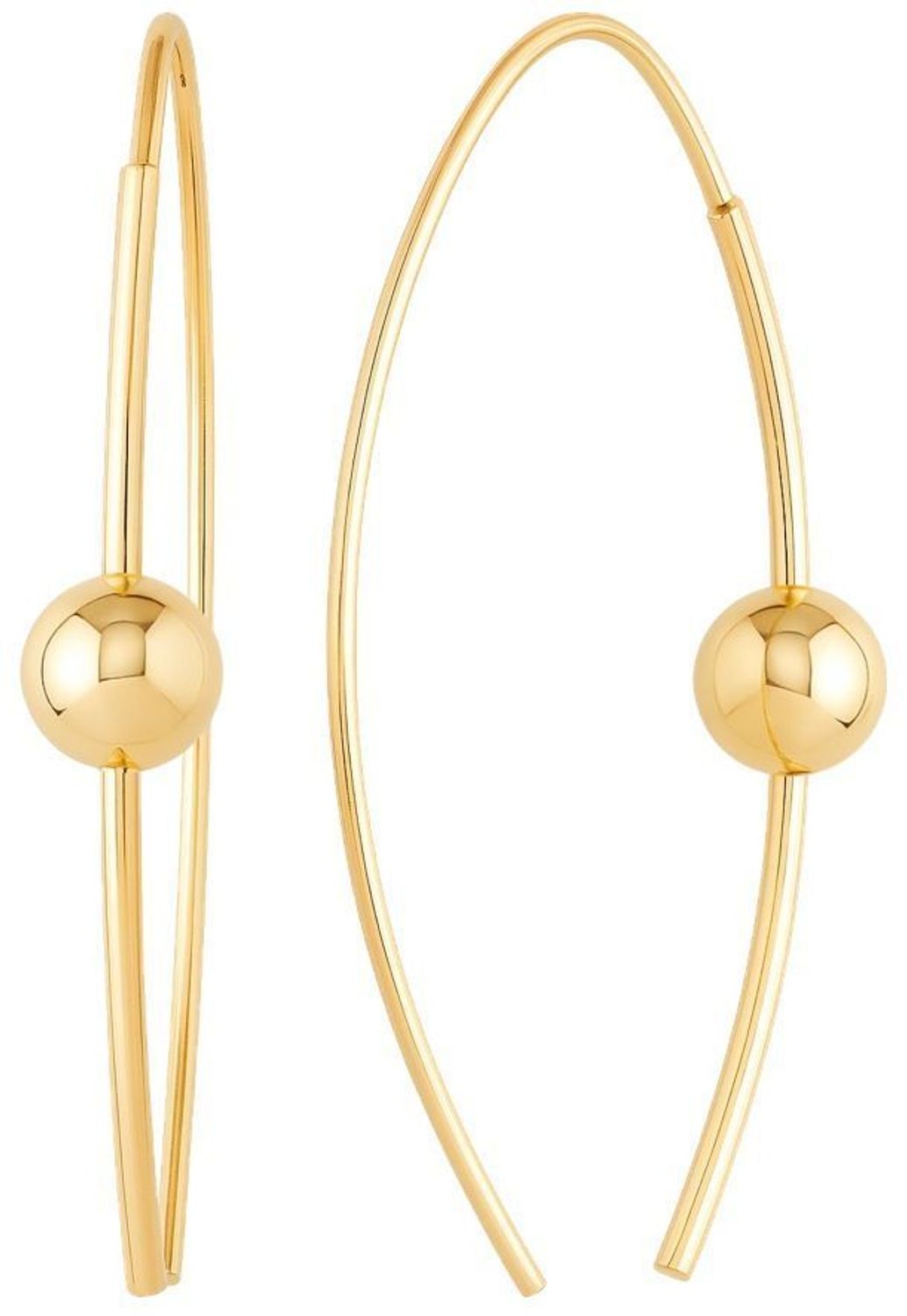 Stylowe kolczyki przeciągane MINET z 14-karatowego złota (Au 585) z kulką i silikonowym zabezpieczeniem. Długość 3,7 cm, waga 1,30 g. Elegancja i wygoda w jednym!1.jpg