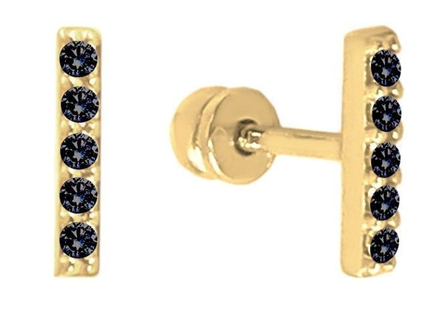 Kolczyki złote patyczki czarna cyrkonia próba 585, JMG0119BGE00. Stylowe kolczyki wykonane z wysokiej jakości złota próby 585. Kolczyki mają podłużny kształt patyczków, ozdobionych czarną cyrkonią..jpg