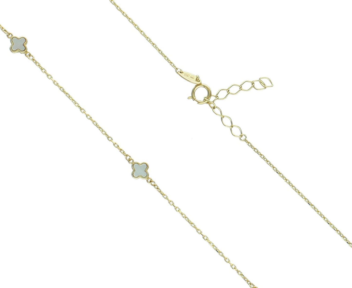 Naszyjnik złoty perłowy koniczynki próba 585, JMG0143WGN Złoty naszyjnik damski 585 celebrytka z perłowymi koniczynkami. Delikatny naszyjnik wykonany z najwyższej jakości 1celebrytka z zawi.jpg