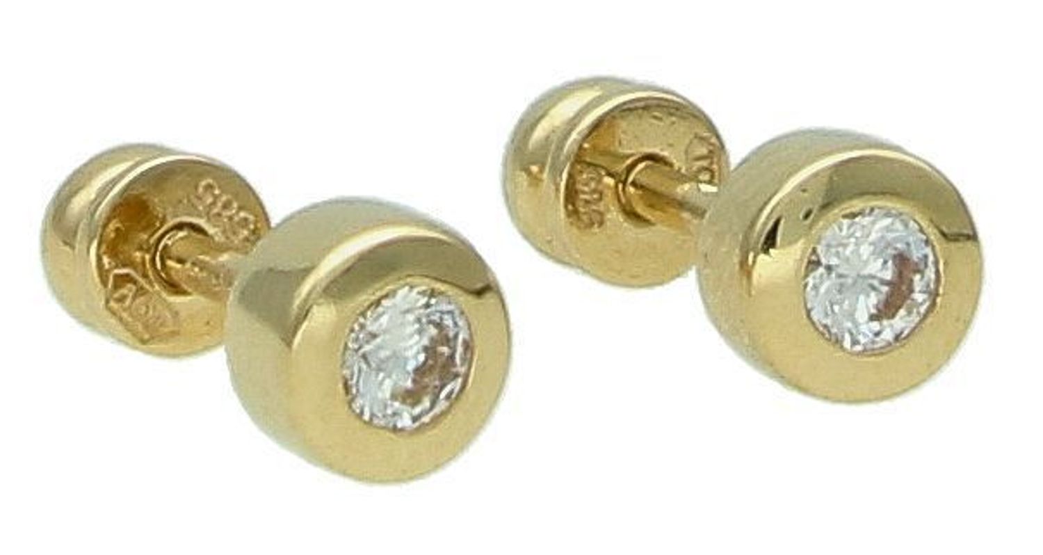 Kolczyki złote cyrkonia próba 585, JMG0150WGE00, Stylowe kolczyki wykonane z wysokiej jakości złota próby 585. Kolczyki mają kształt kulki, ozdobionych białą cyrkonią. 1.jpg