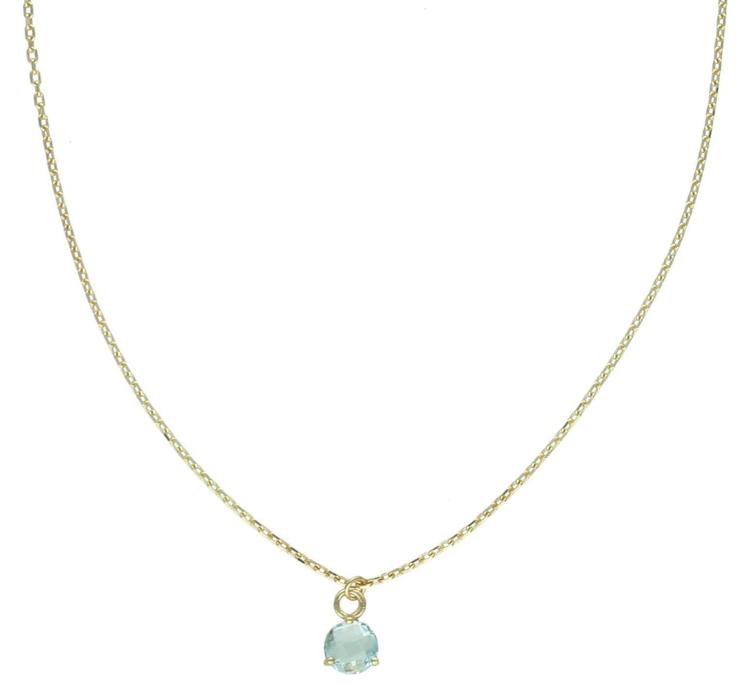 Naszyjnik złoty niebieska cyrkonia próba 585, JMG0158AGN Złoty naszyjnik damski 585 celebrytka z niebieską, delikatną cyrkonią. Delikatny naszyjnik wykonany z 1celebrytka.jpg