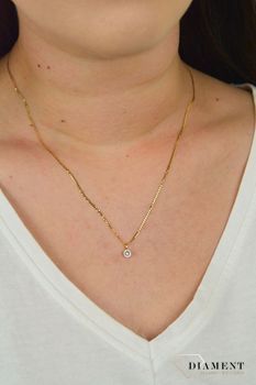 Złota zawieszka z Diamentami 585 JP6115Y. Złota zawieszka wykonana z 14- karatowego złota z 15 diamentami o wielkości 0,05 ct, barwie GH i czystości SI. Piękna i elegancka biżuteria (4).JPG