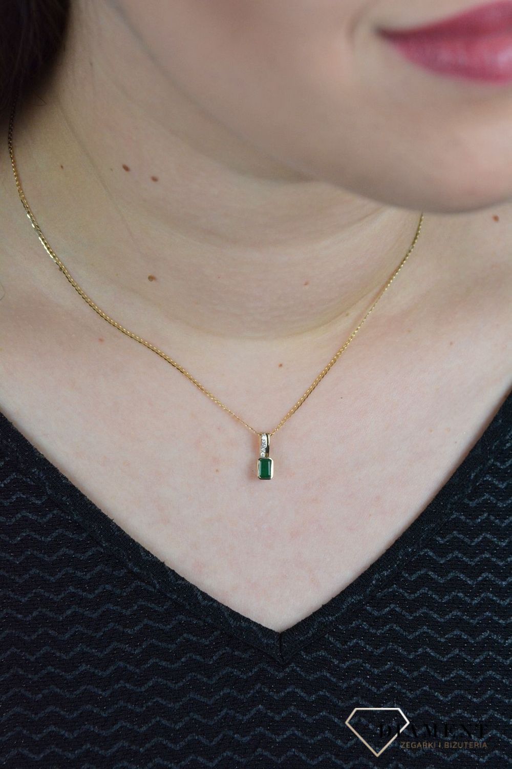Złota zawieszka Szmaragd z Diamentami JP6347EMY.jpg