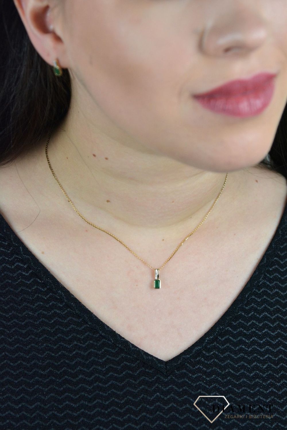 Złota zawieszka Szmaragd z Diamentami JP6347EMY.jpg