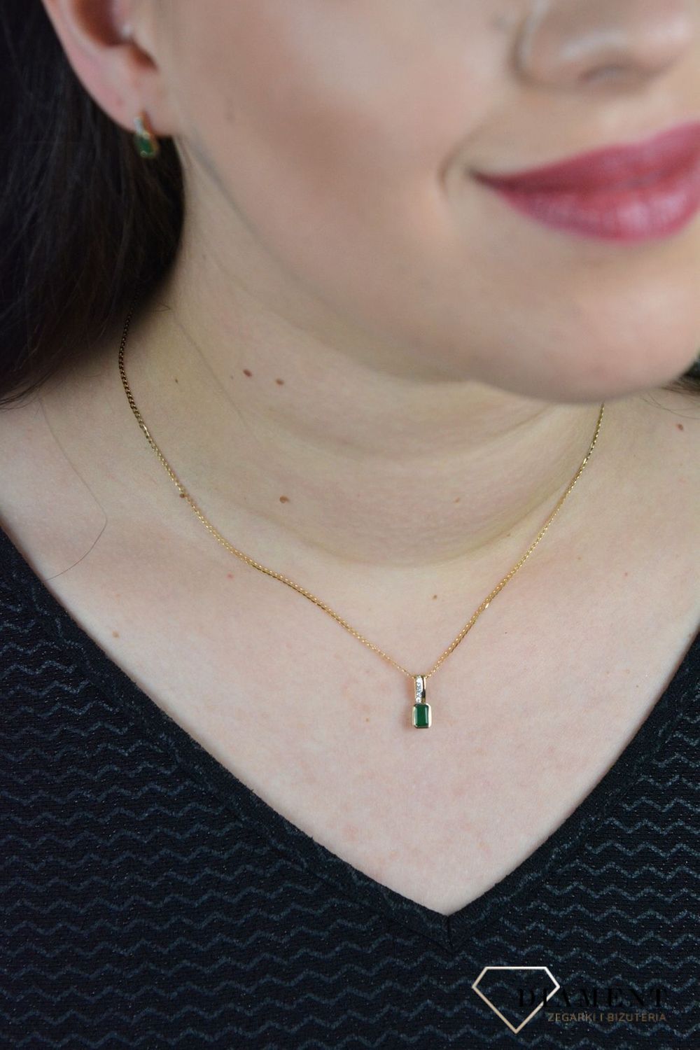 Złota zawieszka Szmaragd z Diamentami JP6347EMY.jpg
