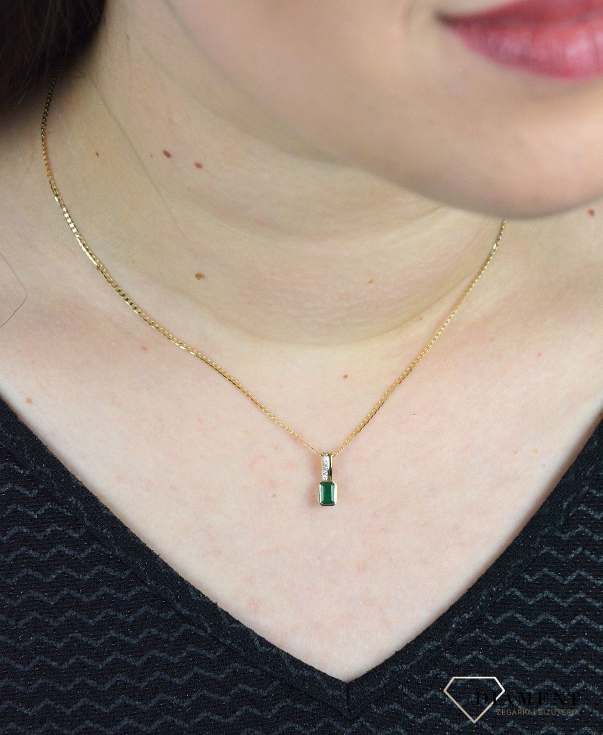 Złota zawieszka Szmaragd z Diamentami JP6347EMY.jpg