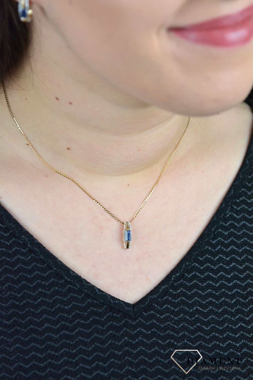 Złota zawieszka Szafir z Diamentami JP6765SAPY.jpg