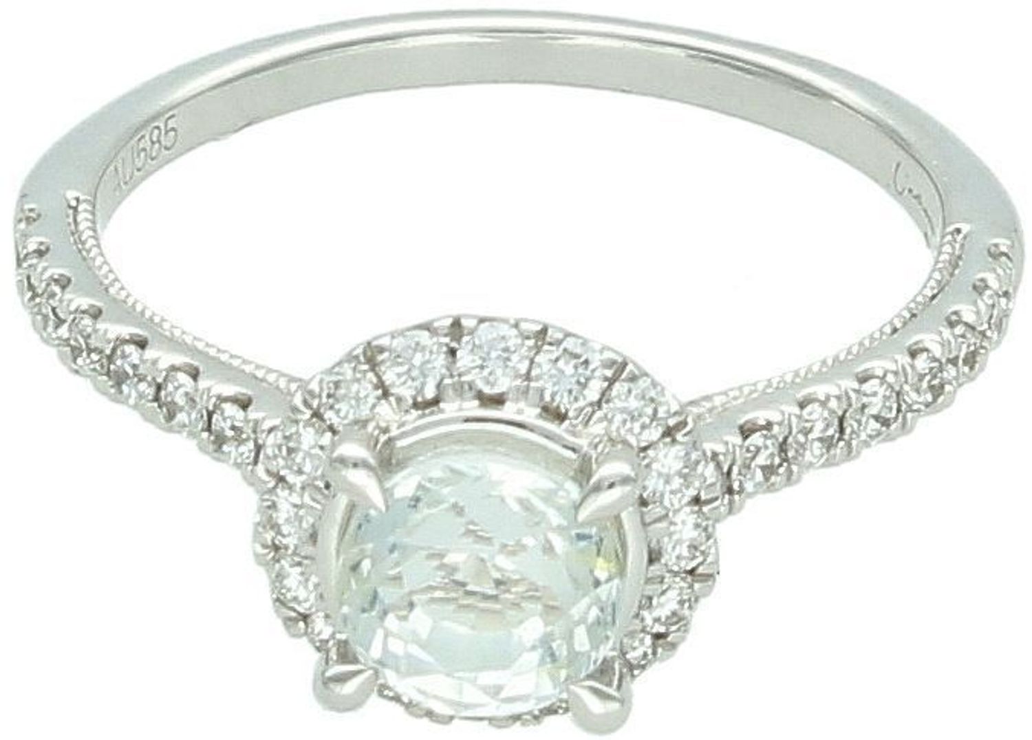 Pierścionek z białego złota 585 z białym szafirem i 32 diamentami 0,45 ct (GSI). Luksusowa biżuteria idealna na zaręczyny lub wyjątkowy prezent. Certyfikat autentyczności w zestawie1.jpg