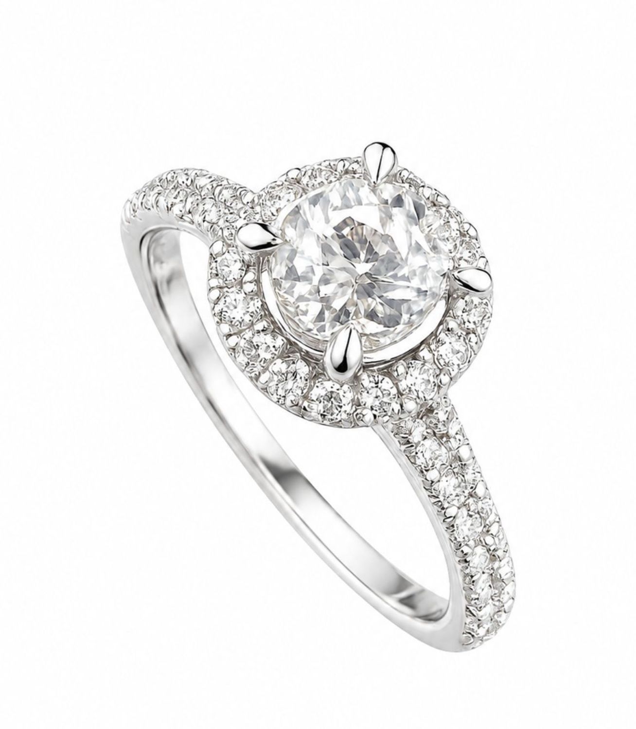 Złoty pierścionek 585 z szafirem i diamentami 0,45 ct  Białe złoto  Rozmiar 16.jpg