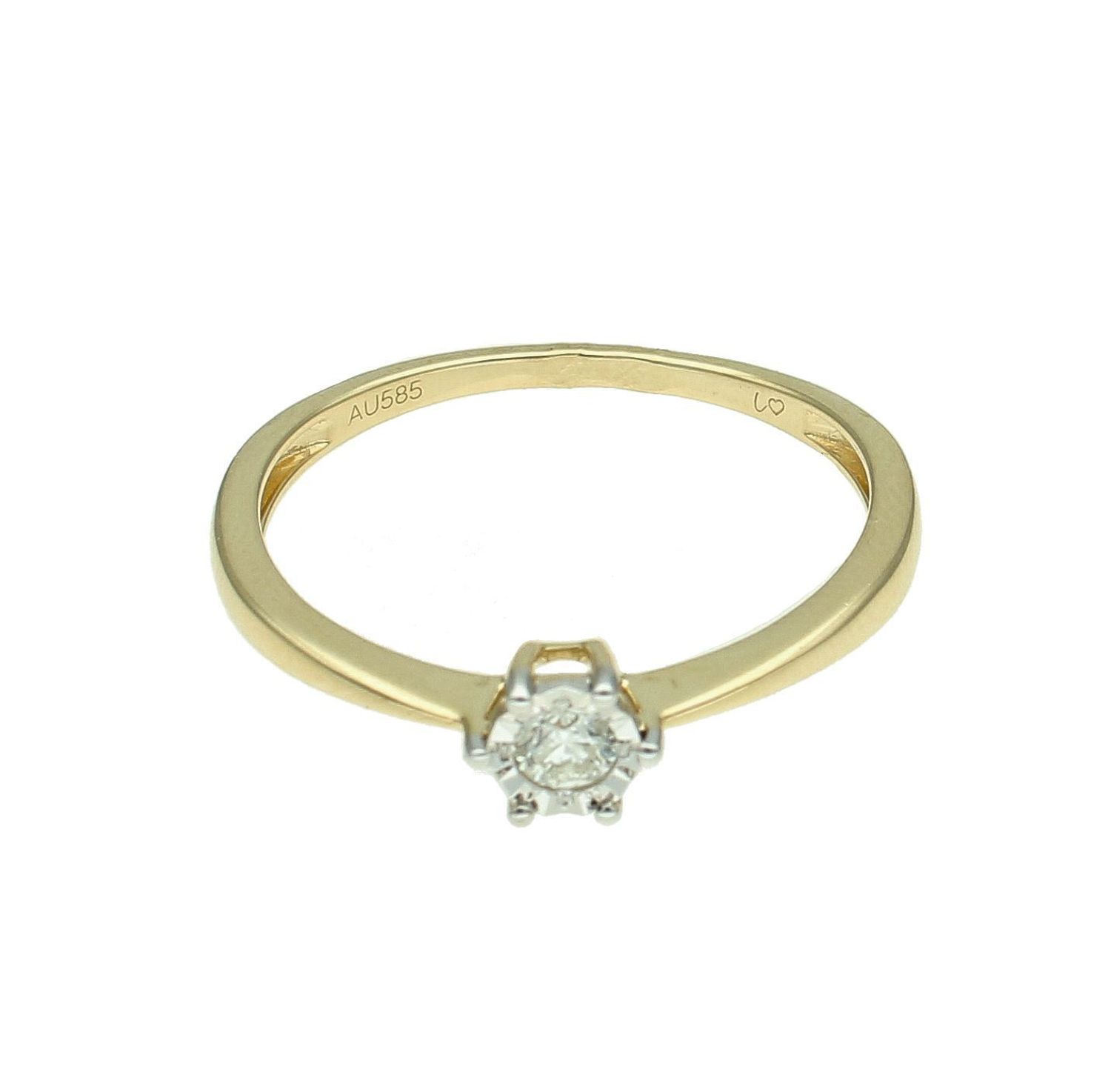 Pierścionek złoty damski 585 Ponadczasowy pierścionek z jednym Diamentem 0,11 ct JR18216Y.jpg