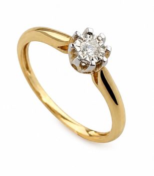 Zaręczynowy pierścionek z Diamentem, Zloty pierścionek damski z 0,08 ct diamentem rozmiar 13czc.jpg