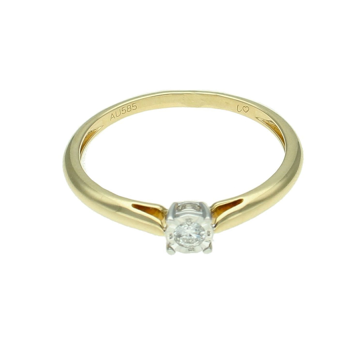 Pierścionek damski złoty 585 Żółte złoto połączone z białym diamentem 0.08 ct JR18227WY Pierścionek z żółtego 14 karatowego złota z Diamentami, idealny prezent dla każdej kobiety. Klasyka w idealnym wydaniu o rozmiarze 18 (1).jpg