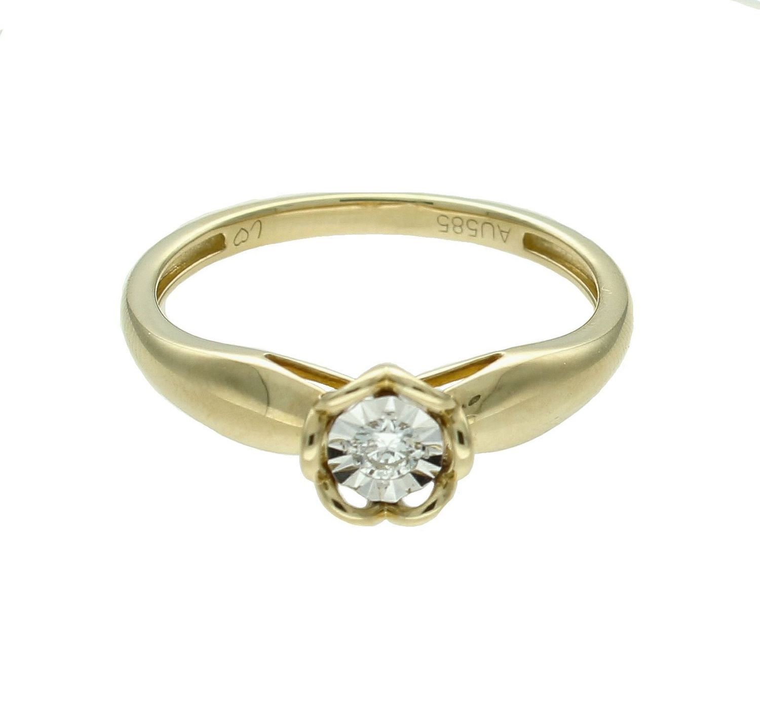 Pierścionek damski złoty 585 Korona o formie serca z jednym Diamentem 0,07 JR19696Y Pierścionek z żółtego 14 karatowego złota z Diamentami, idealny prezent dla każdej kobiety. Klasyka w idealnym wydaniu o rozmiarze 16 (2).jpg