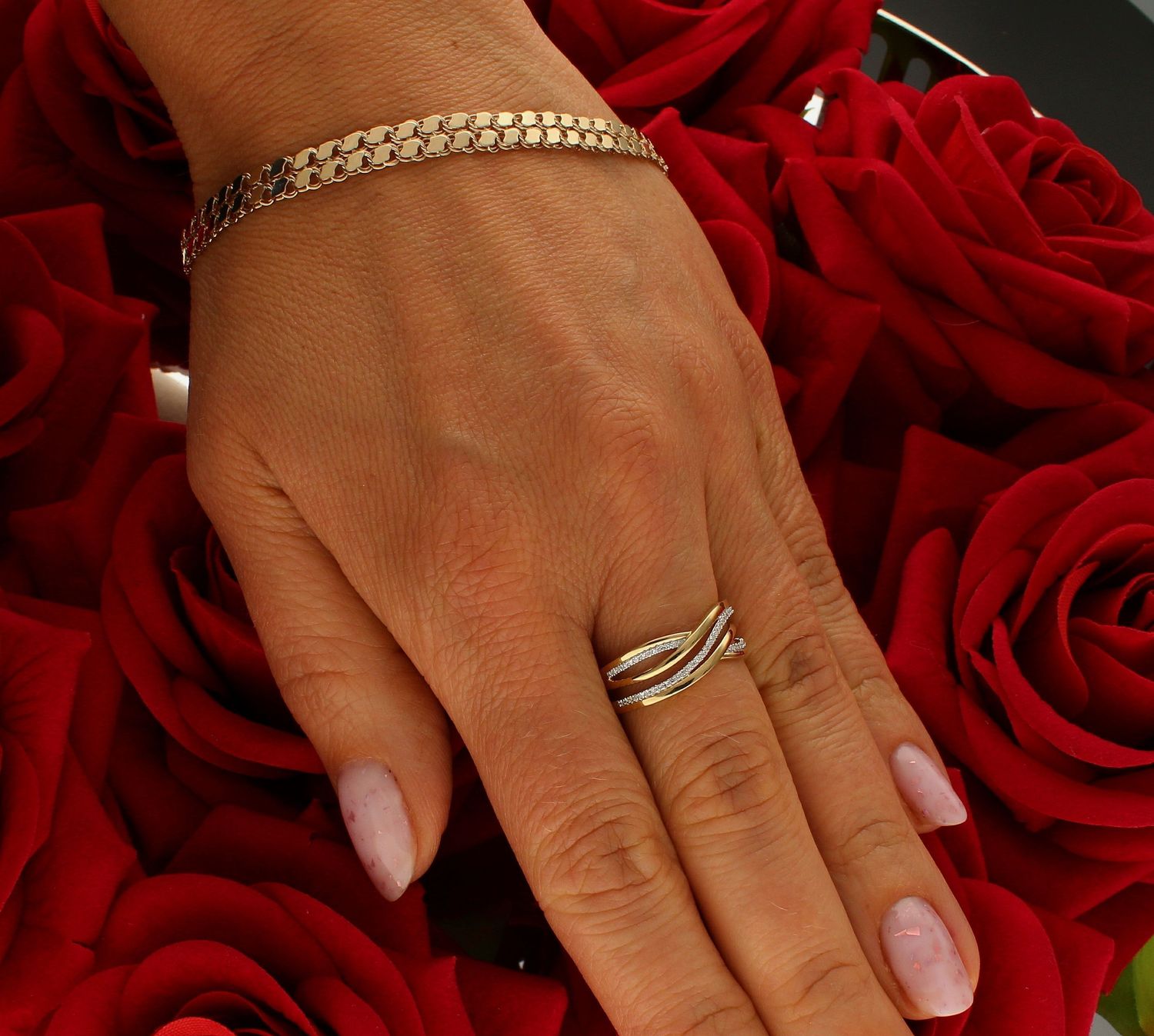 Pierścionek złoty Plecionka z Diamentami 585 rozmiar 15 (4).jpg