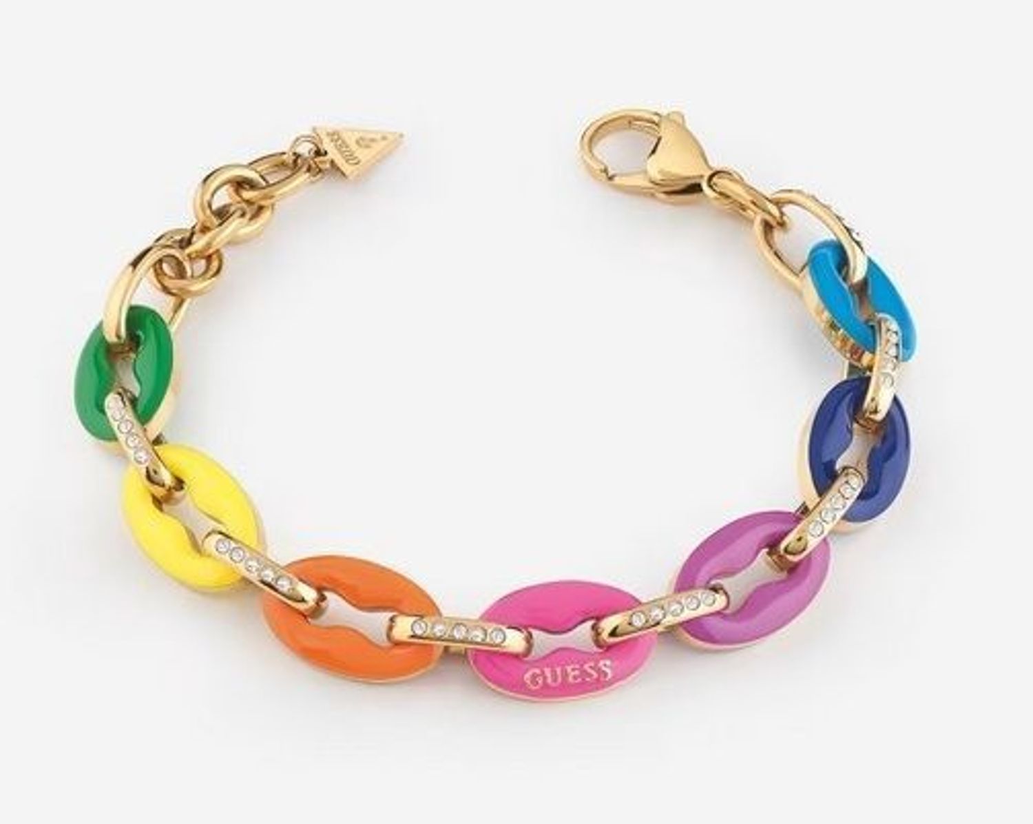 Bransoletka damska GUESS z kolorowymi ogniwkami JUBB01413JWYGMCL. Bransoletka damska Guess. Bransoletka stalowa Guess. Bransoletka z kolorowymi ogniwkami Guess. Idealna bransoletka na prezent..jpg