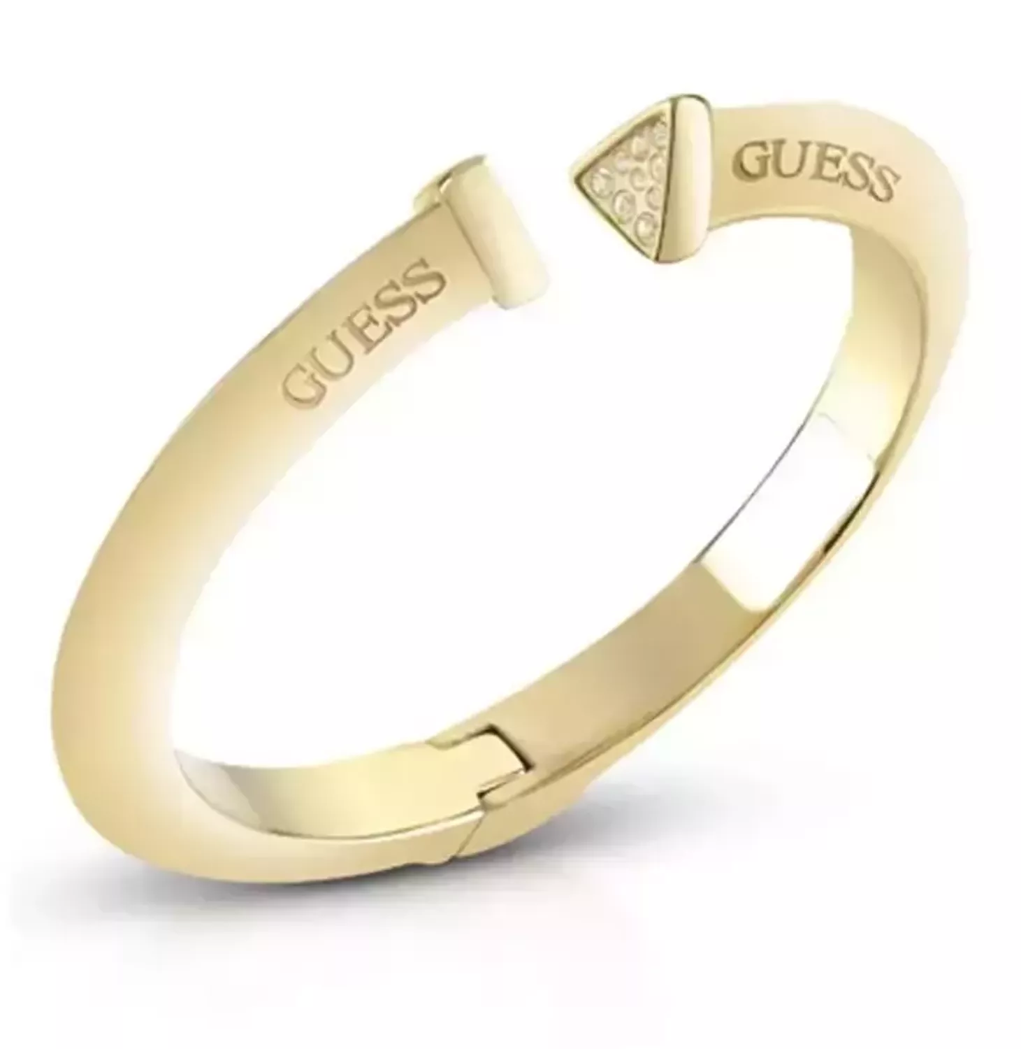 Złota bransoletka damska Guess sztywna z cyrkoniami JUBB01481JWYGL.webp