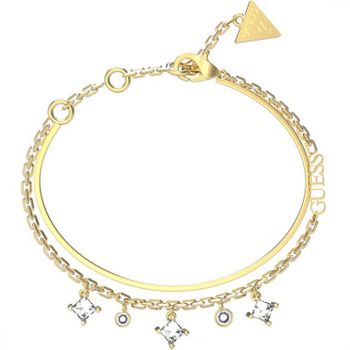 Bransoletka damska Guess z białymi cyrkoniami JUBB03068JWYGWHS. Bransoletka damska Guess w złotym kolorze z wiszącymi elementami ozdobnymi w białym kolorze. Stalowa bransoletka w kolorze złotym z cyrkoniami. Bransoletka Guess na prezent..jpg