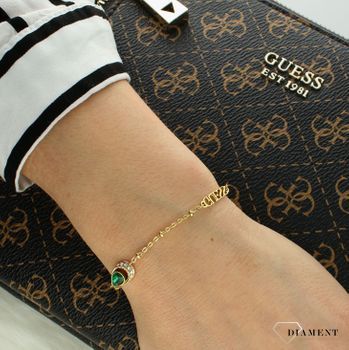 Bransoletka damska Guess z logo Guess i zieloną cyrkonią JUBB03399JWYGS (1).jpg