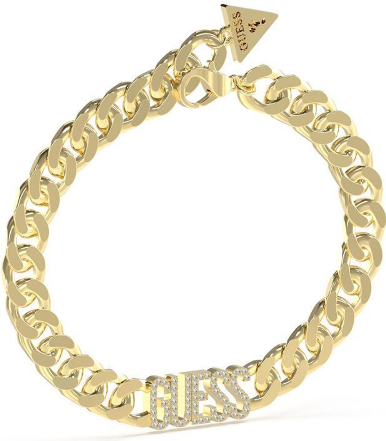 Bransoletka GUESS JUBB04222JWYGS Bransoletka wykonana ze stali szlachetnej ozdobiona logo Guess z cyrkoniami. Bransoletka, która świetnie się sprawdzi jako dodatek do stylizacji, można zestawić 1.jpg