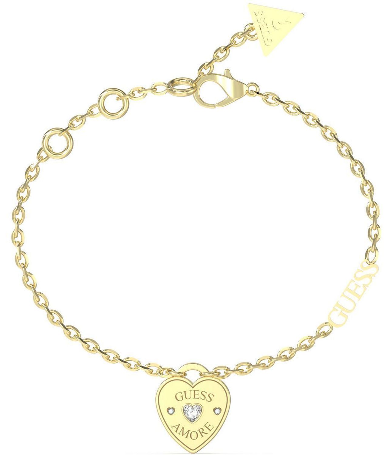 Pozłacana bransoletka damska Guess z serduszkiem – stal szlachetna.jpg