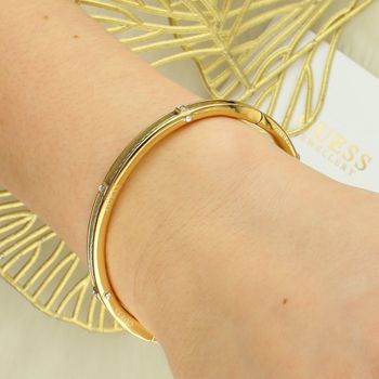 Sztywna Bransoletka Guess Złoto-Biała z Cyrkoniami – Zatrzask  JUBB05390JWYGRHS gold.jpg