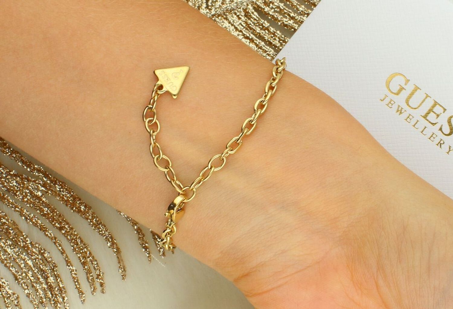 Damska Bransoletka Guess JUBB05406JWYGS – Kłódka z Cyrkoniami, Stal Szlachetna.jpg