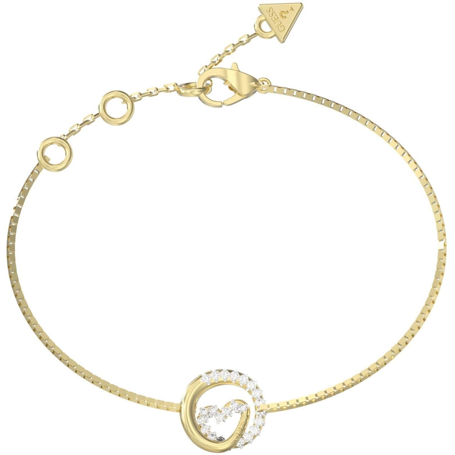 Damska Bransoletka Guess JUBB05527JWYGS – Kółeczko z Serduszkiem i Cyrkonią, Stal Szlachetna.jpg