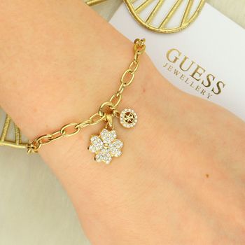 Bransoletka Guess damska JUBB06044JWYGS – stal nierdzewna, koniczynka, cyrkonie  guess.jpg