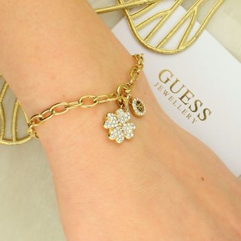 Bransoletka Guess damska JUBB06044JWYGS – stal nierdzewna, koniczynka, cyrkonie koniczynka.jpg