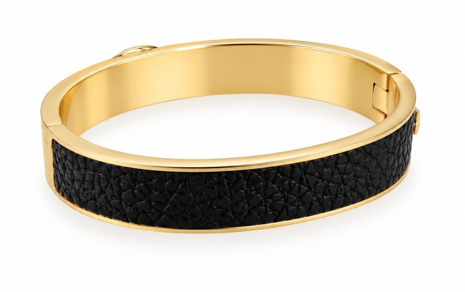 Bransoletka damska GUESS JUBB06345JWYGBKS sztywna złota ze skórą i logo (3).jpg