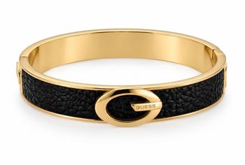 Bransoletka damska GUESS JUBB06345JWYGBKS sztywna złota ze skórą i logo (3).jpg