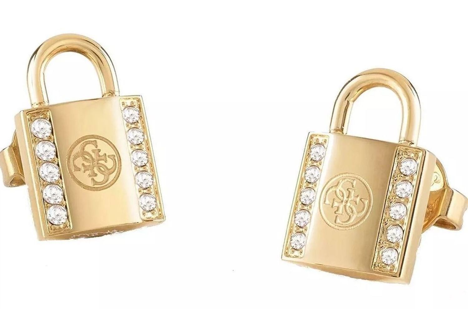 Kolczyki GUESS stalowe logo Guess kłódka z cyrkoniami JUBE01096JWYGT-U.jpg