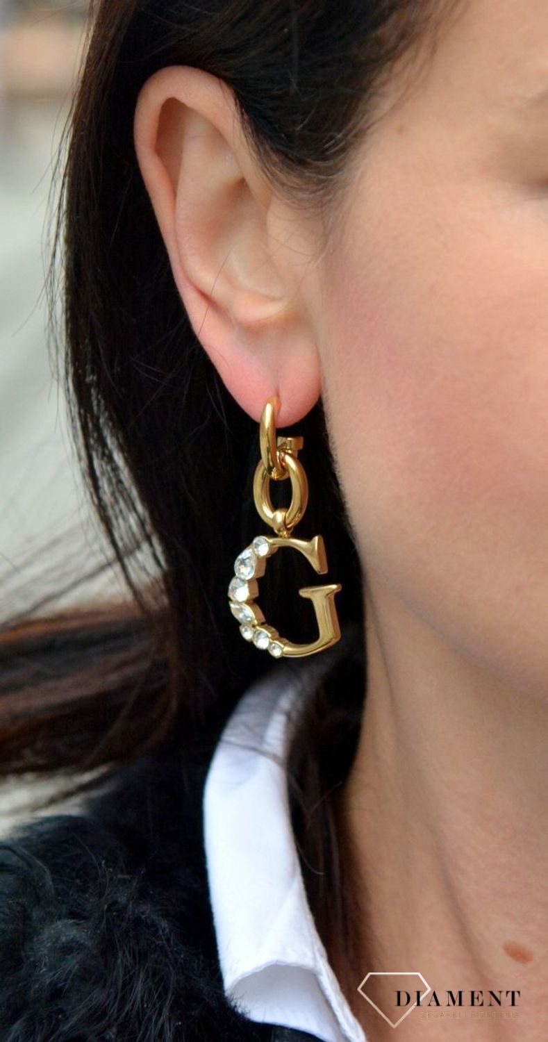 Kolczyki GUESS stalowe pozłacane literka 'G' z kryształami UBE01107WYGTU.jpg