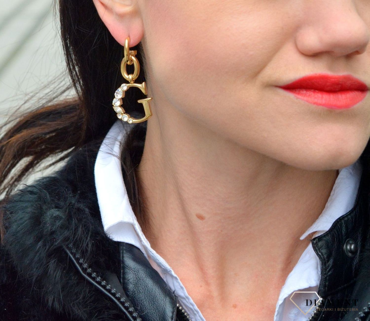 Kolczyki GUESS stalowe pozłacane literka 'G' z kryształami UBE01107WYGTU.jpg