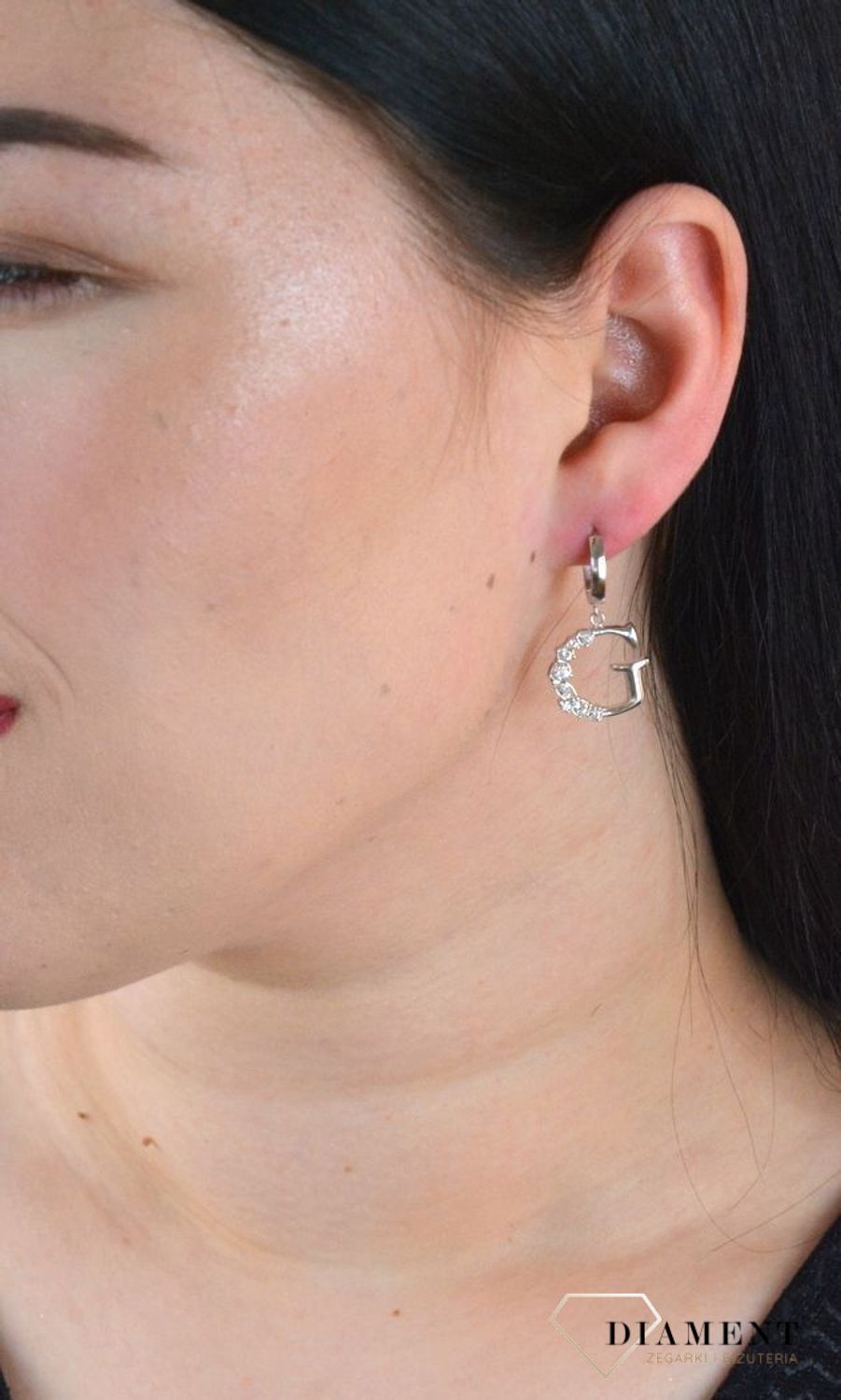 Kolczyki GUESS stalowe mała literka 'G' z kryształami UBE01110JWRHTU.jpg