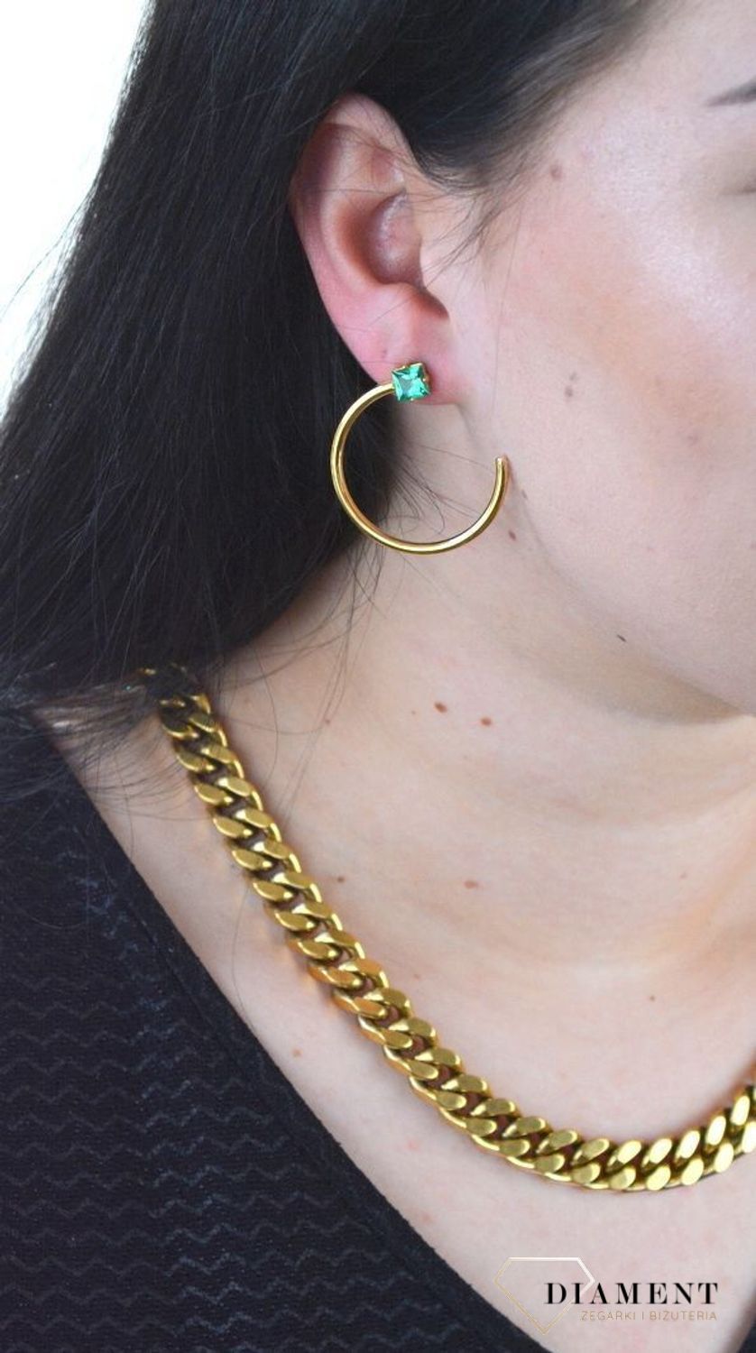 Kolczyki GUESS otwarte koło z zielona cyrkonią JUBE01229JWYGTU.jpg