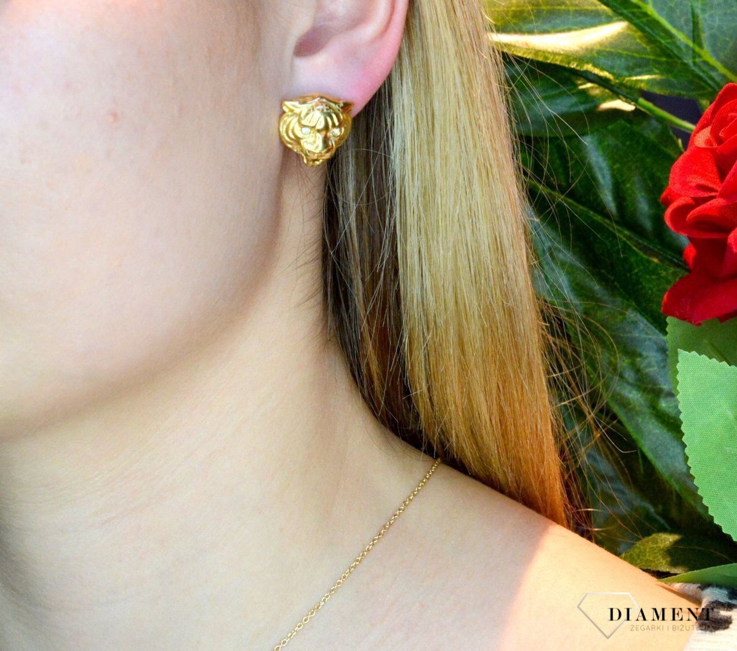 Kolczyki damskie GUESS 'Głowa Lwa z logo' JUBE01358JWYGTds.jpg