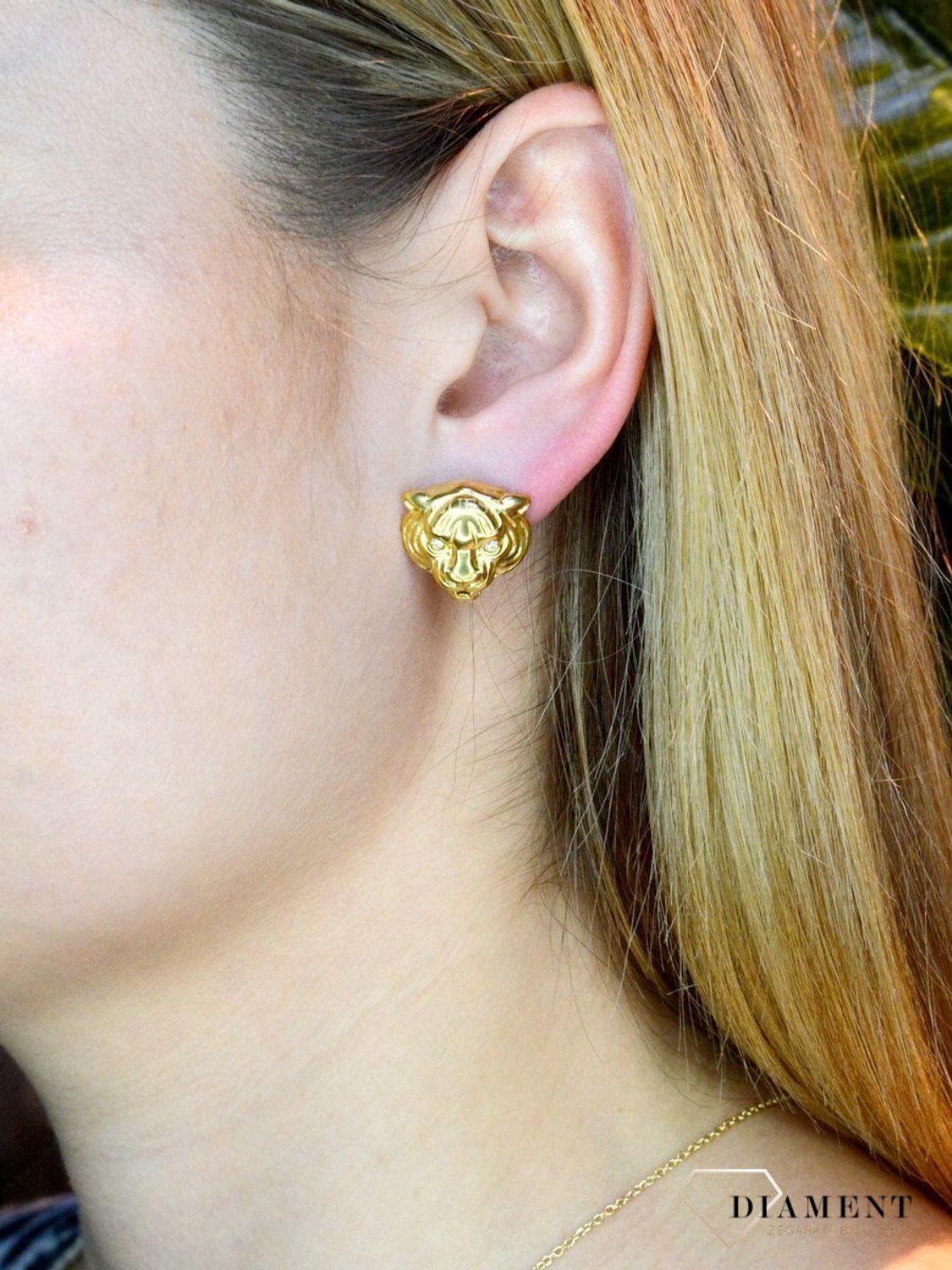 Kolczyki damskie GUESS 'Głowa Lwa z logo' JUBE01358JWYGTds.jpg