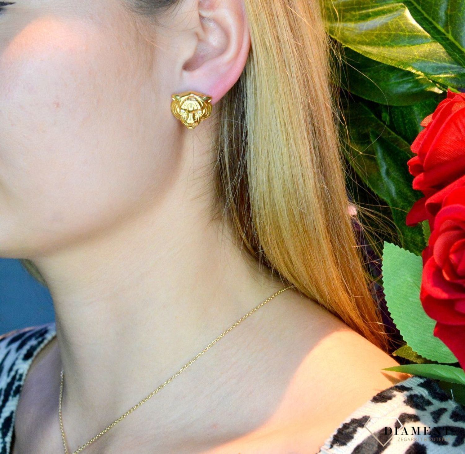 Kolczyki damskie GUESS 'Głowa Lwa z logo' JUBE01358JWYGTds.jpg