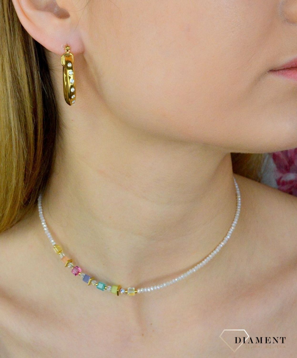 Kolczyki  stalowe GUESS kółka z cyrkoniami JUBE01487JWYGT.jpg