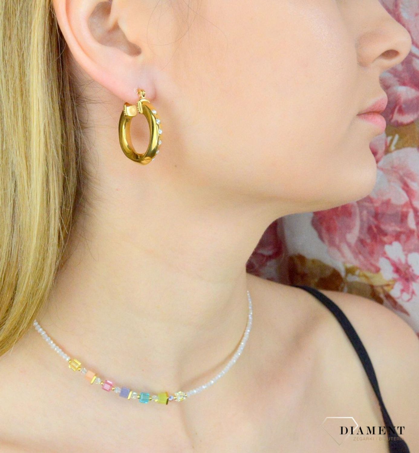 Kolczyki  stalowe GUESS kółka z cyrkoniami JUBE01487JWYGT.jpg