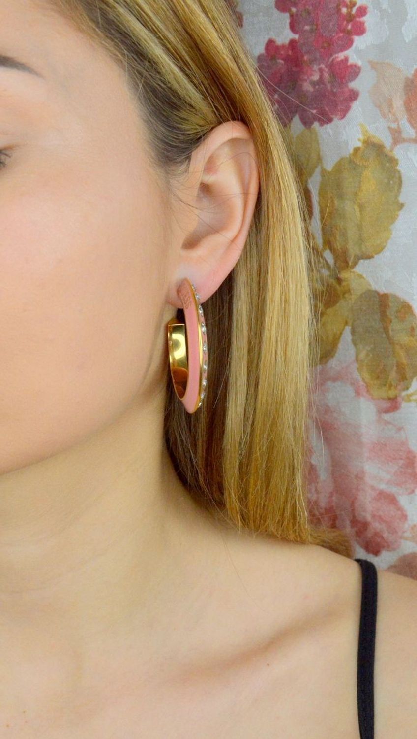 Stalowe, pozłacane, różowe koła kolczyki GUESS z cyrkoniami JUBE01489JWYGPKT..jpg