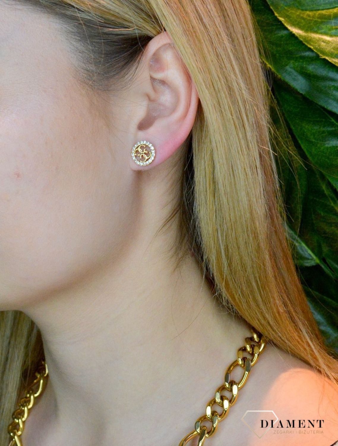 Złote kolczyki damskie GUESS stalowe stylowy Guess JUBE02136JWYGT..jpg