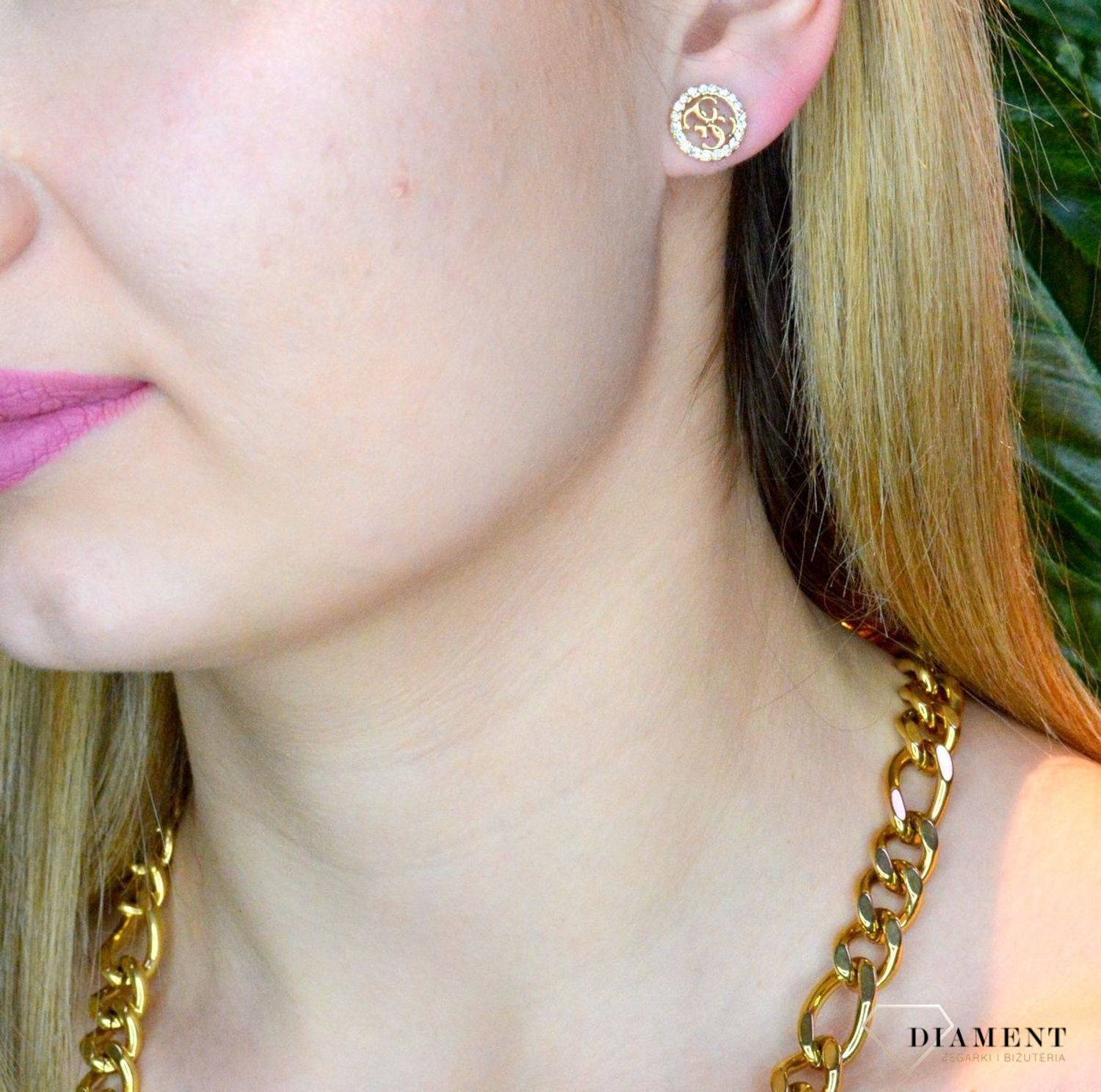 Złote kolczyki damskie GUESS stalowe stylowy Guess JUBE02136JWYGT..jpg