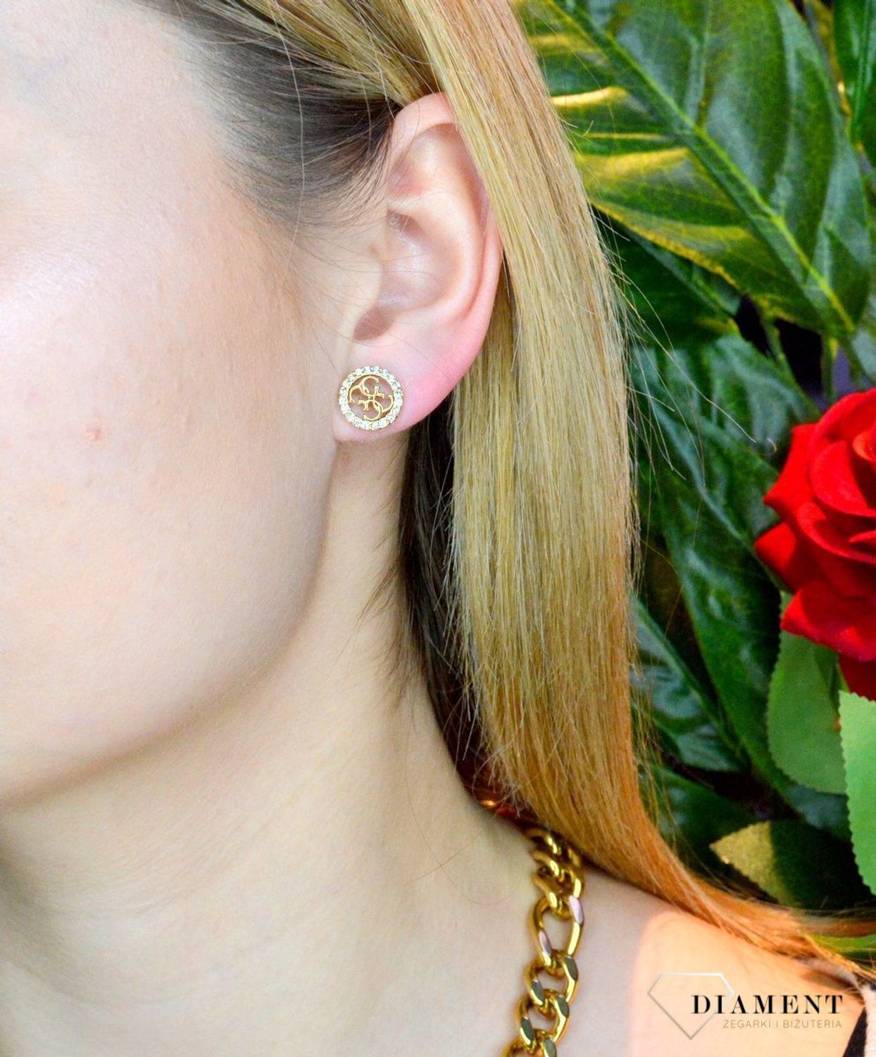 Złote kolczyki damskie GUESS stalowe stylowy Guess JUBE02136JWYGT..jpg