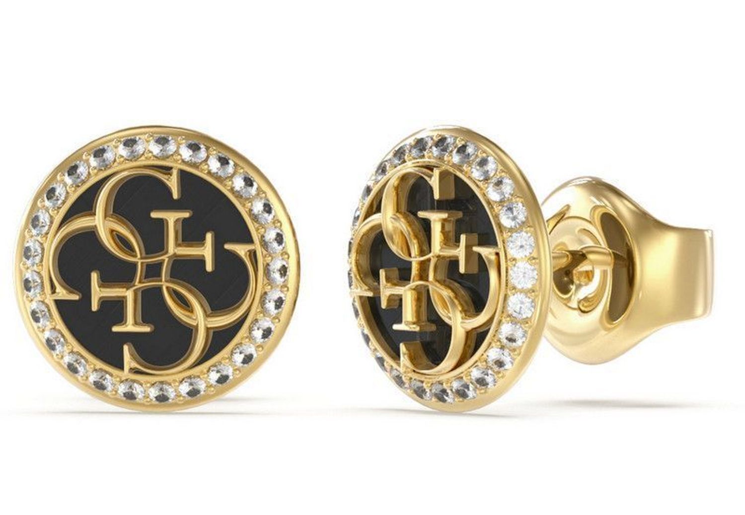 Złote kolczyki damskie GUESS przy uchu czarna emalia JUBE02147JWYGBKTU..jpg