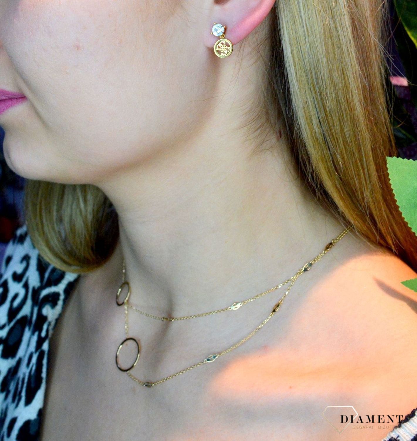 Kolczyki damskie GUESS przy uchu z cyrkoniami i logo JUBE02154JWYGTdf.jpg