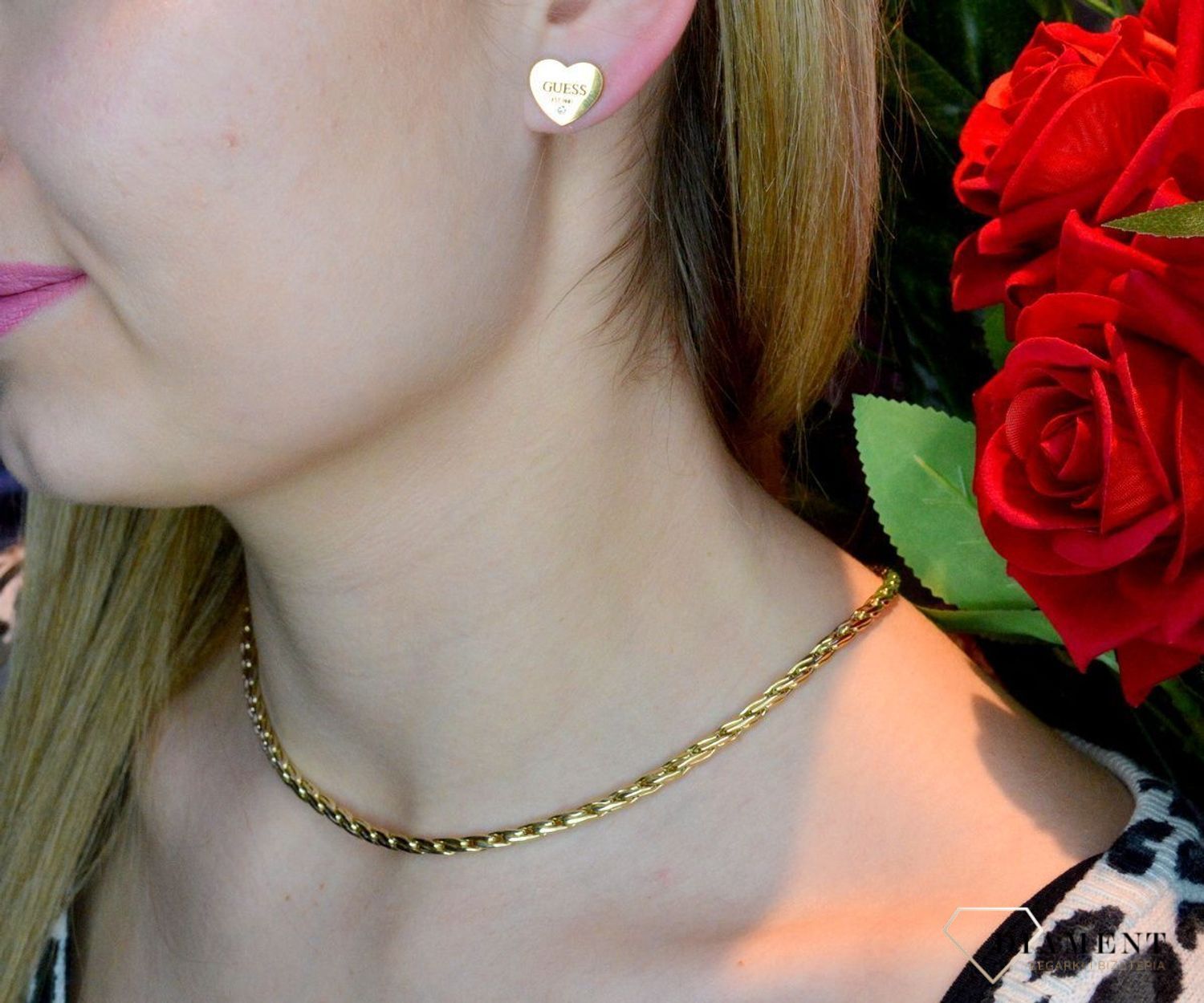 Kolczyki damskie GUESS 'Złote serce z kryształem' JUBE02177JWYGTdf.jpg