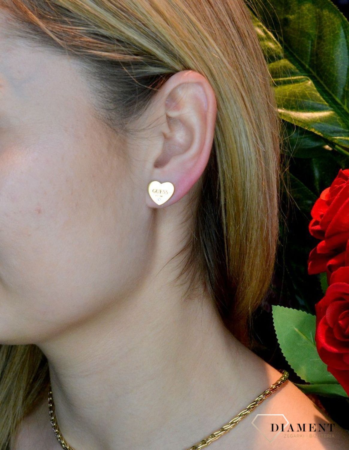 Kolczyki damskie GUESS 'Złote serce z kryształem' JUBE02177JWYGTdf.jpg